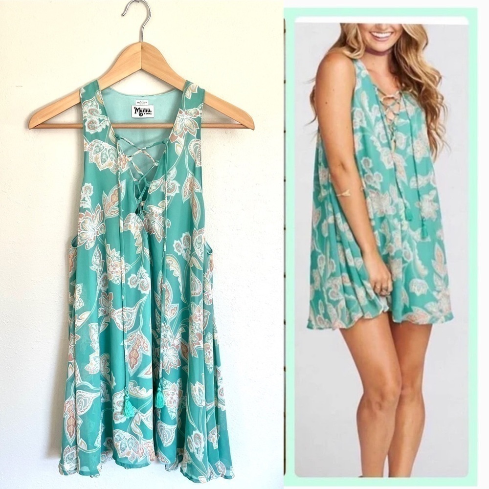 Show me‎ your MuMu | Rancho Mirage Lace up Dress, Jade Paisley